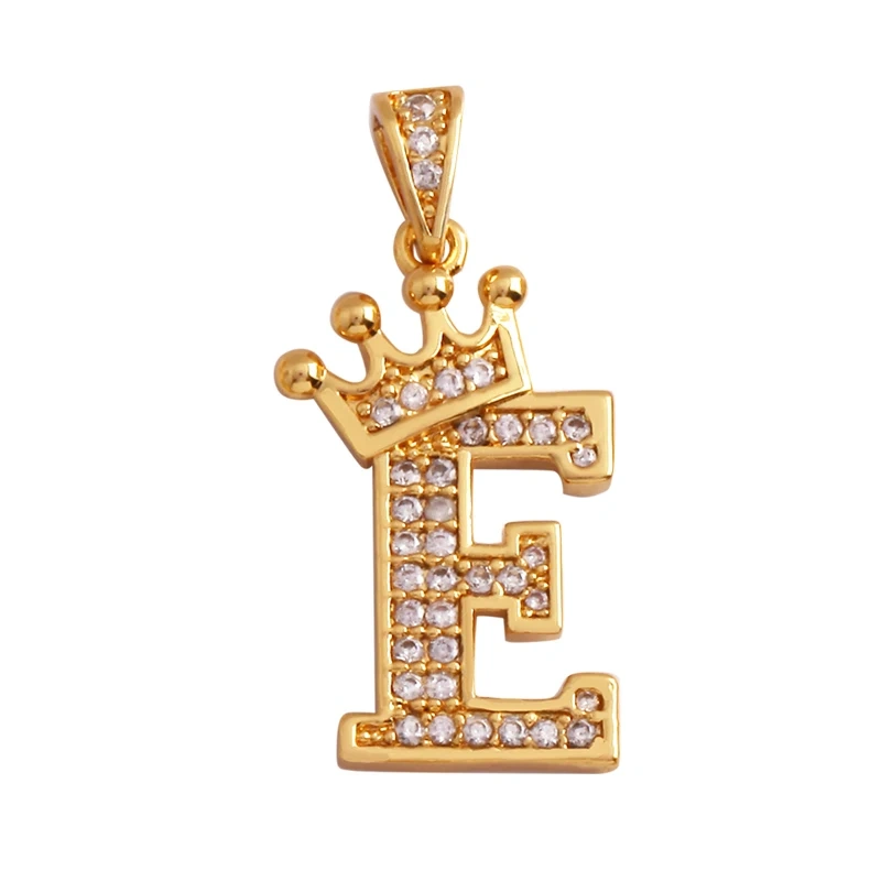 Fashion Exquisite 18K Gold Plated Full Zircon Crown Initial Name A-Z Letter Charm Pendant Necklace,Jewelry Findings Supplies M70