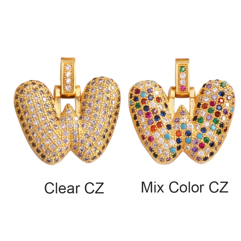 Colorful 18K Gold Plated Full Zircon Initial Name Letter Charm Pendant,Fashion Necklace Jewelry Findings Accessories Supply M71