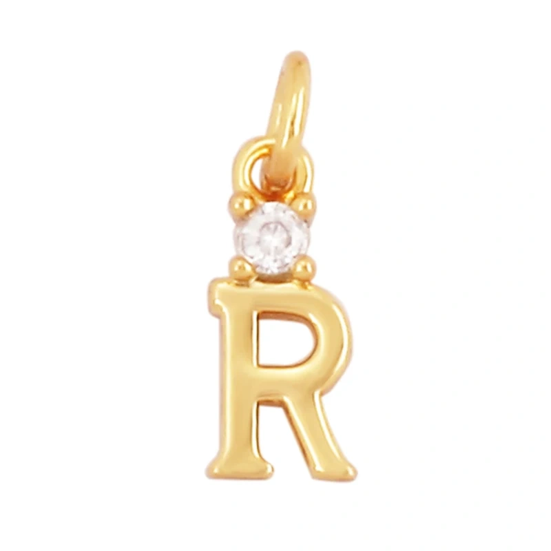 Mini Simple Zircon 18K Gold Plated Initial Name A-Z Letter Charm Pendant Necklace,Fashion Jewelry Findings Supplies L09