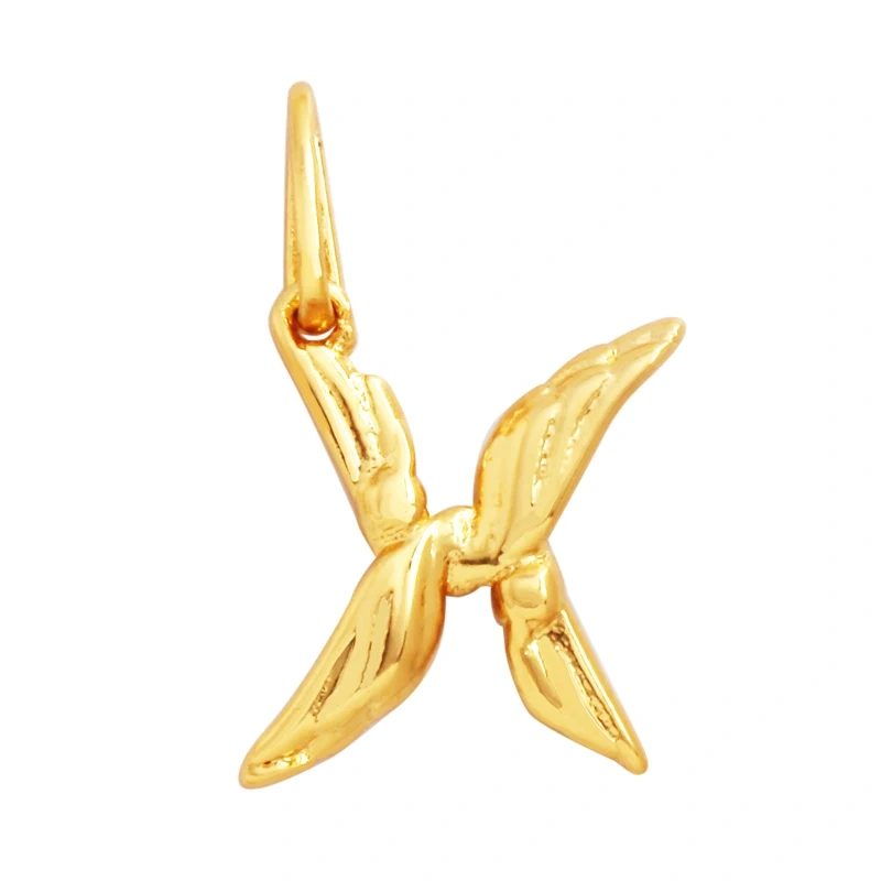 Creativity Elegance Feather Swan Gold Plated Initial Name A-Z Letter Charm Pendant Necklace,Fashion Jewelry Findings Supply M45