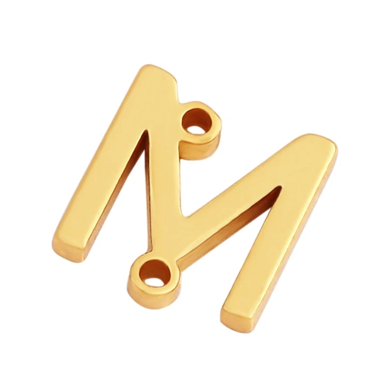 Trendy Initial Letter Alphabet Name Connector,18K Gold Bracelet Necklace Charm Jewelry Findings Components Clasps Supplies M45