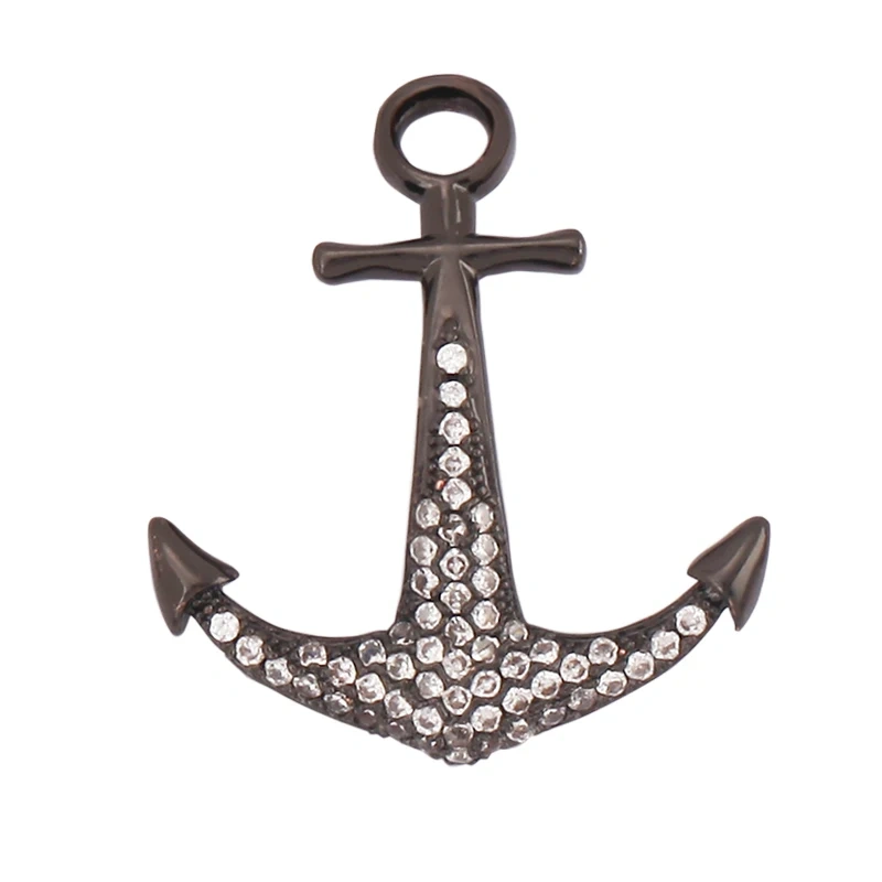 Trendy Ocean Sea River Boat Anchor Boat Rudder Charm Pendant,18K Gold Plated Zircon Jewelry Findings Accessories Supplies P02