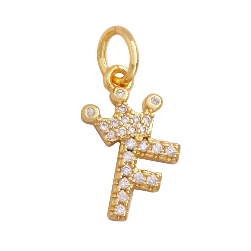 Cute 18K Gold Plated Full Zircon Crown Initial Name A-Z Letter Charm Pendant Necklace,Fashion Jewelry Findings Supplies M70