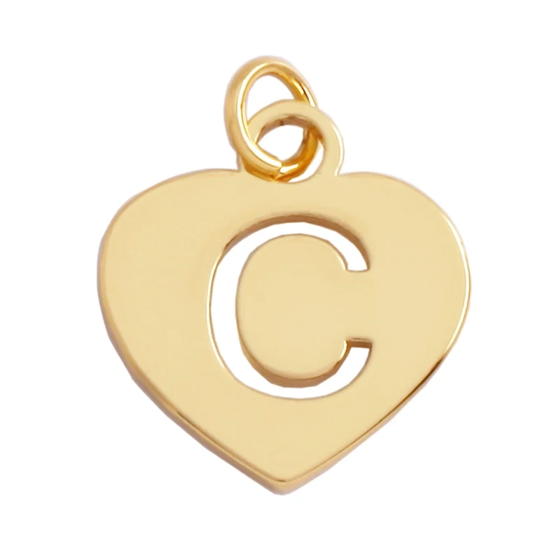 Simpleness Love Heart 18K Gold Plated Brass Initial Name A-Z Letter Charm Pendant Necklace,Fashion Jewelry Findings Supplies M70