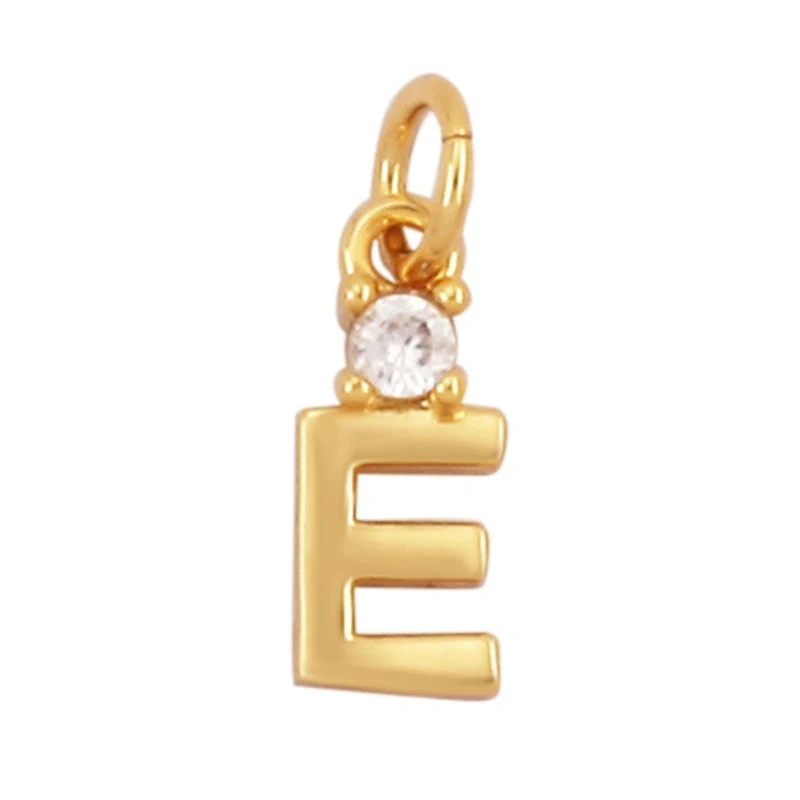 Mini Simple Zircon 18K Gold Plated Initial Name A-Z Letter Charm Pendant Necklace,Fashion Jewelry Findings Supplies L09