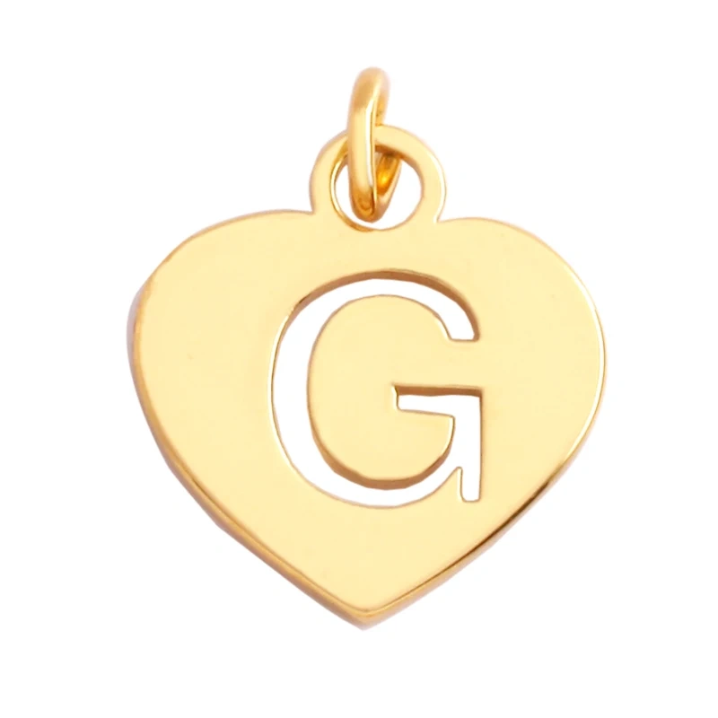 Simpleness Love Heart 18K Gold Plated Brass Initial Name A-Z Letter Charm Pendant Necklace,Fashion Jewelry Findings Supplies M70