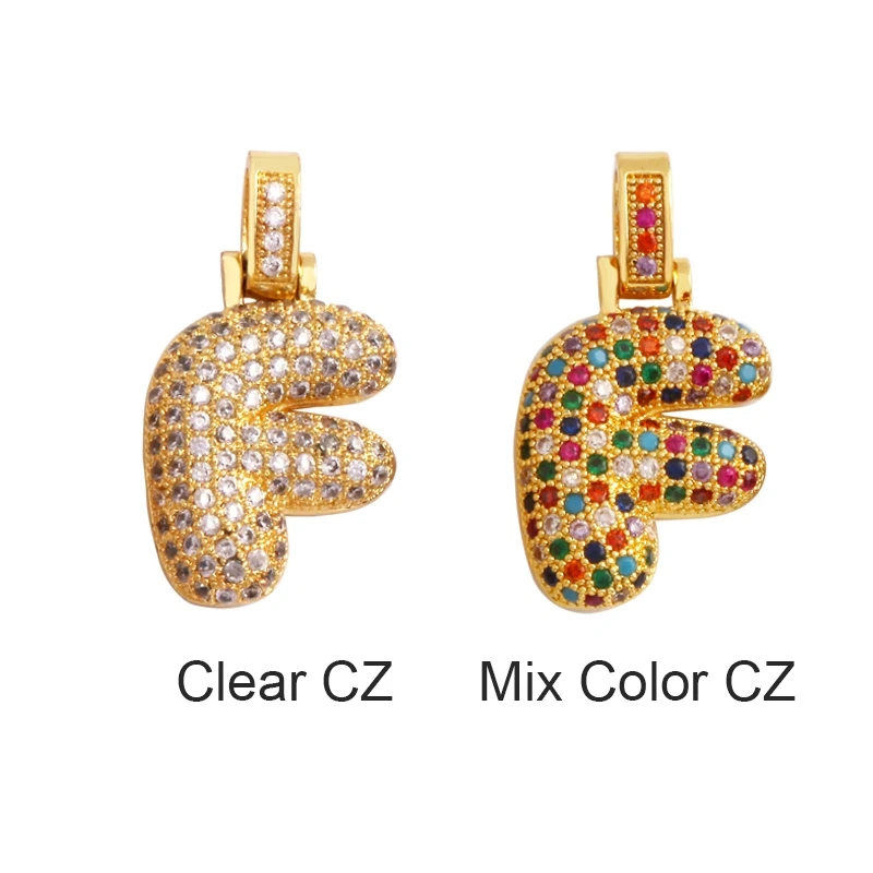 Colorful 18K Gold Plated Full Zircon Initial Name Letter Charm Pendant,Fashion Necklace Jewelry Findings Accessories Supply M71