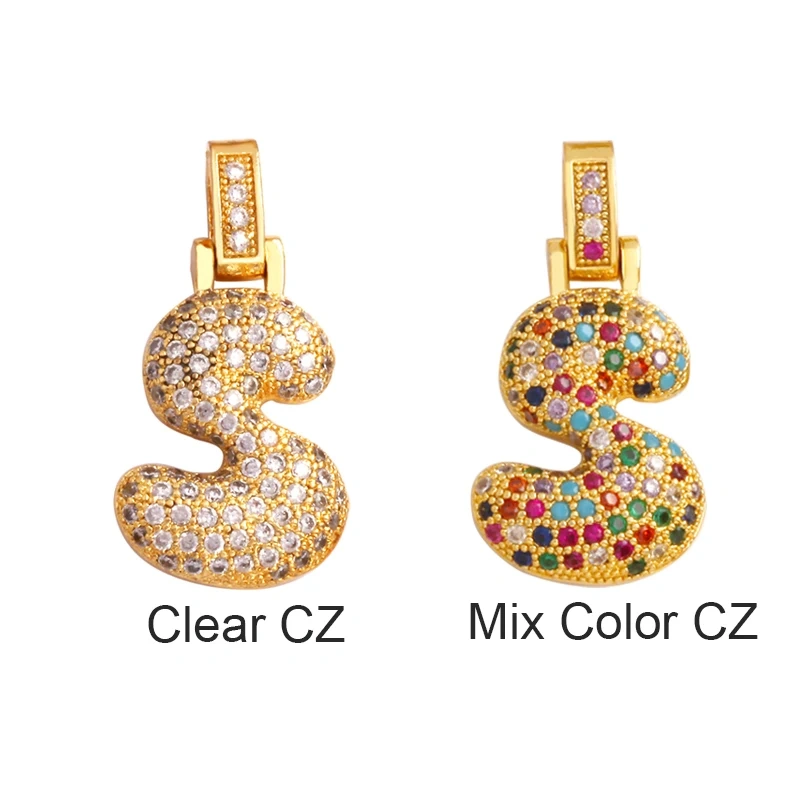 Colorful 18K Gold Plated Full Zircon Initial Name Letter Charm Pendant,Fashion Necklace Jewelry Findings Accessories Supply M71