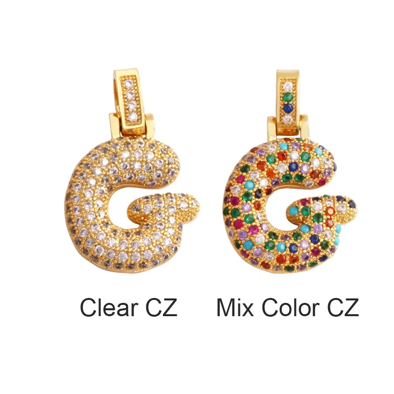 Colorful 18K Gold Plated Full Zircon Initial Name Letter Charm Pendant,Fashion Necklace Jewelry Findings Accessories Supply M71