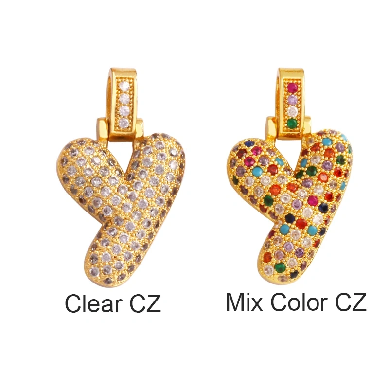 Colorful 18K Gold Plated Full Zircon Initial Name Letter Charm Pendant,Fashion Necklace Jewelry Findings Accessories Supply M71