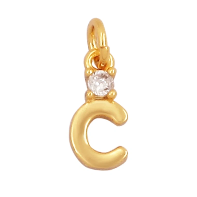 Mini Simple Zircon 18K Gold Plated Initial Name A-Z Letter Charm Pendant Necklace,Fashion Jewelry Findings Supplies L09