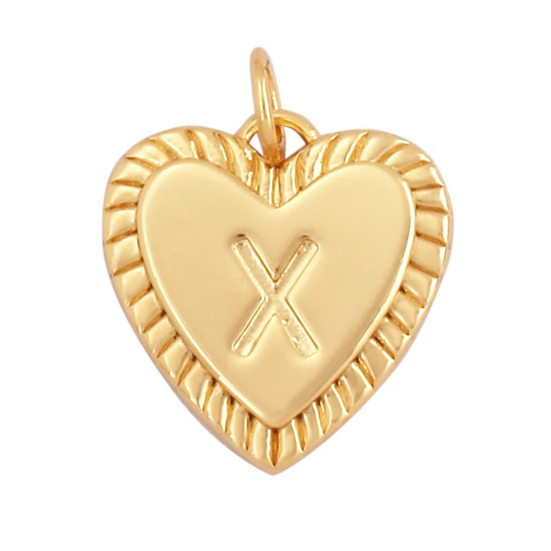 Simple Heart Shape 18K Gold Plated Initial Name A-Z Letter Charm Pendant Necklace,Fashion Jewelry Findings For Women Men L82