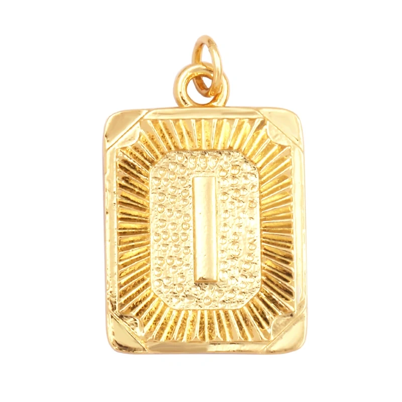 Hip Hop Style Rectangle 18K Gold Plated Initial Name A-Z Letter Charm Pendant Necklace,Fashion Jewelry Findings For Women Men