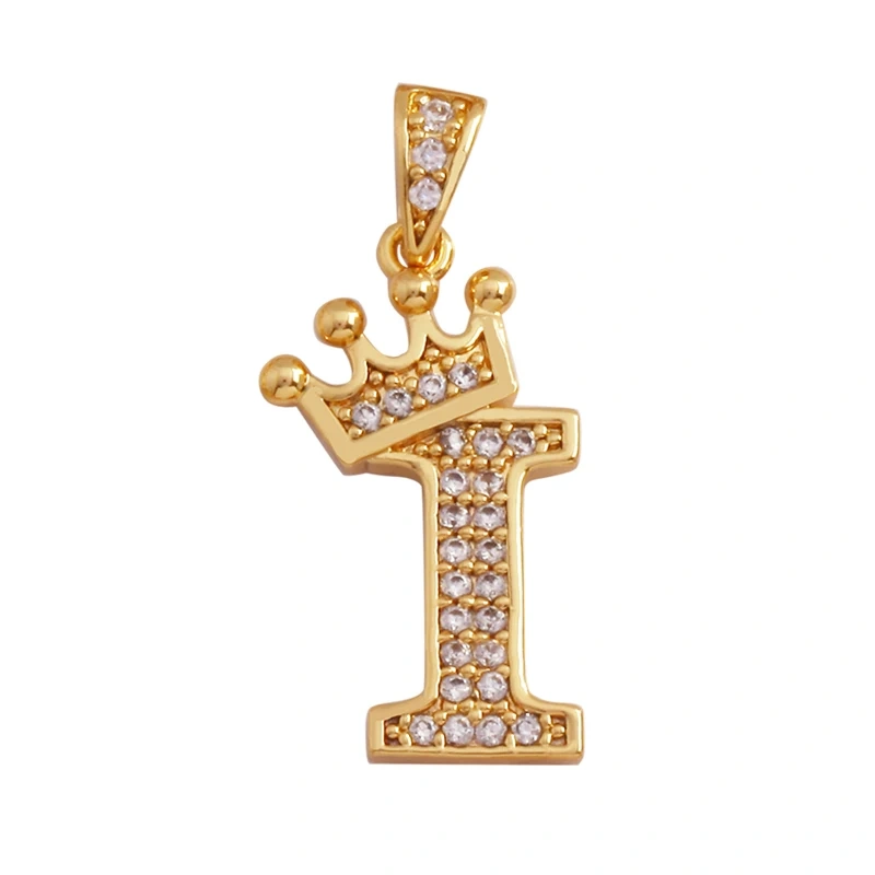 Fashion Exquisite 18K Gold Plated Full Zircon Crown Initial Name A-Z Letter Charm Pendant Necklace,Jewelry Findings Supplies M70