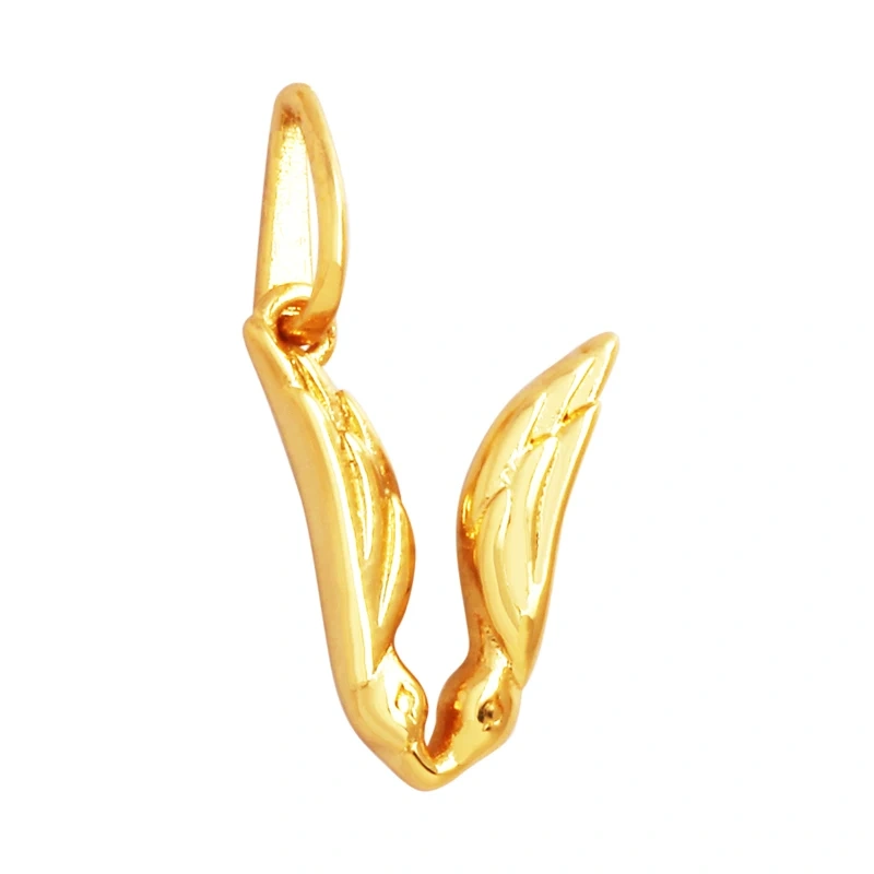 Creativity Elegance Feather Swan Gold Plated Initial Name A-Z Letter Charm Pendant Necklace,Fashion Jewelry Findings Supply M45