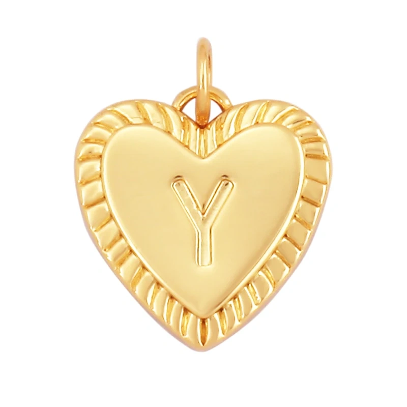 Simple Heart Shape 18K Gold Plated Initial Name A-Z Letter Charm Pendant Necklace,Fashion Jewelry Findings For Women Men L82