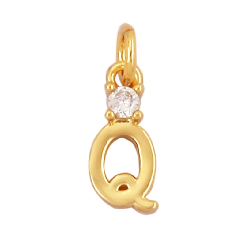 Mini Simple Zircon 18K Gold Plated Initial Name A-Z Letter Charm Pendant Necklace,Fashion Jewelry Findings Supplies L09