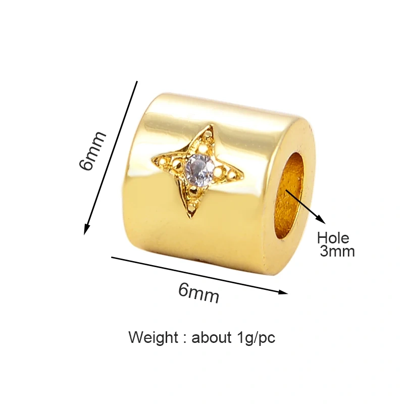 Bullet Hexagonal Safe Star Moon Sun Cross Protect Hand Drum Evil Eye Spacor Tube,Based Bracelet Elements Knotting Supplies L89