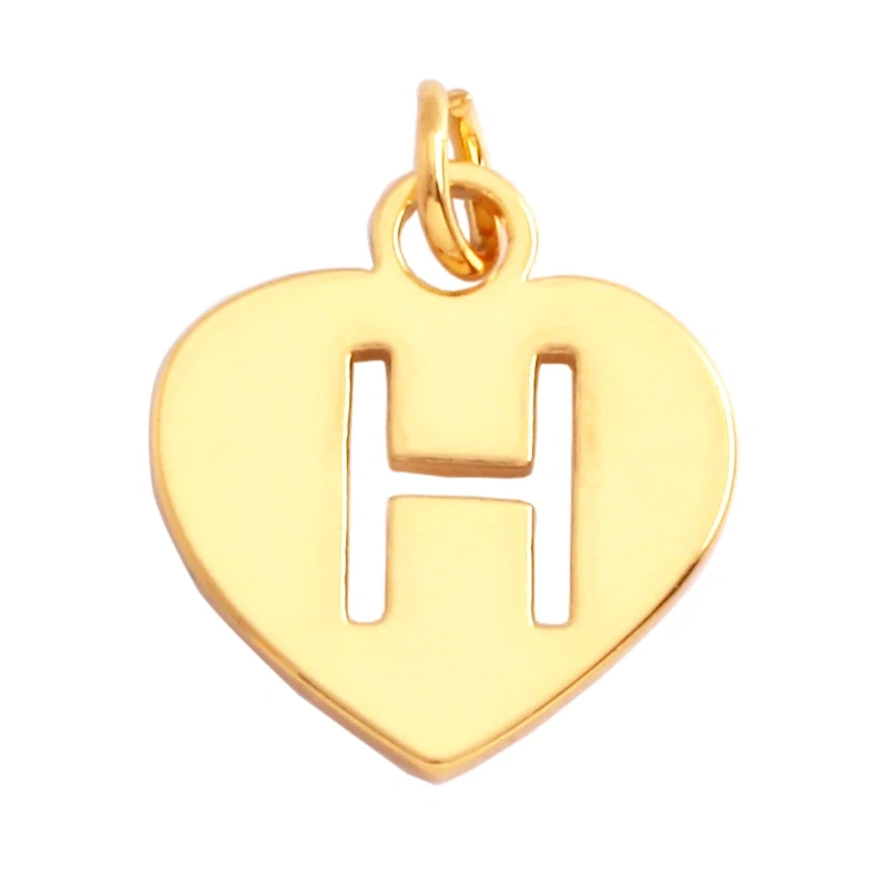 Simpleness Love Heart 18K Gold Plated Brass Initial Name A-Z Letter Charm Pendant Necklace,Fashion Jewelry Findings Supplies M70
