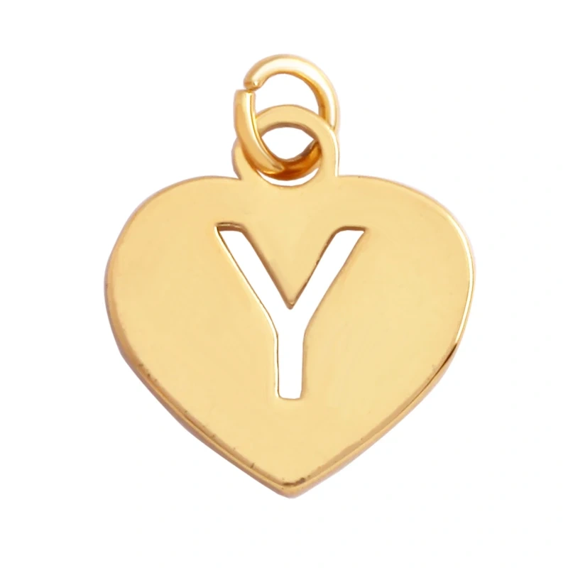 Simpleness Love Heart 18K Gold Plated Brass Initial Name A-Z Letter Charm Pendant Necklace,Fashion Jewelry Findings Supplies M70
