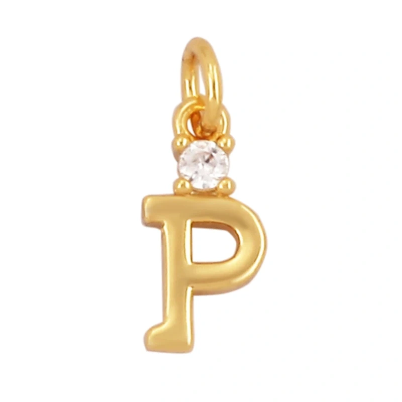 Mini Simple Zircon 18K Gold Plated Initial Name A-Z Letter Charm Pendant Necklace,Fashion Jewelry Findings Supplies L09