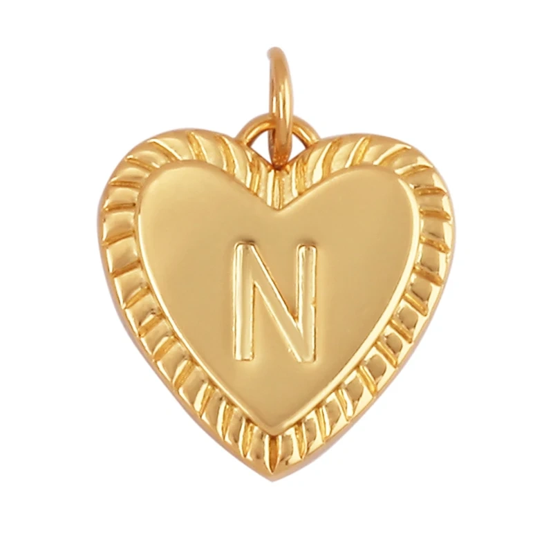 Simple Heart Shape 18K Gold Plated Initial Name A-Z Letter Charm Pendant Necklace,Fashion Jewelry Findings For Women Men L82