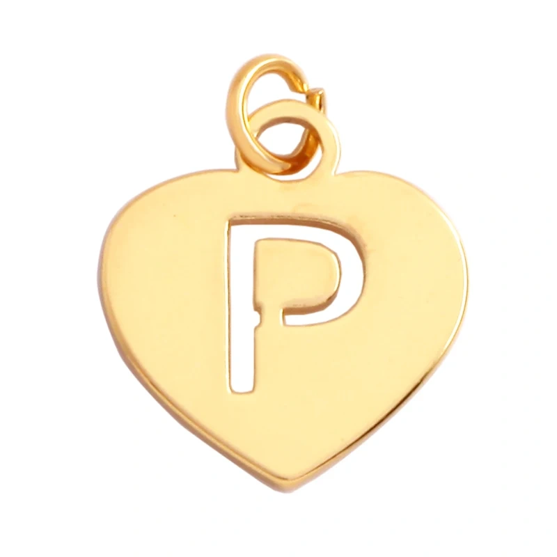 Simpleness Love Heart 18K Gold Plated Brass Initial Name A-Z Letter Charm Pendant Necklace,Fashion Jewelry Findings Supplies M70