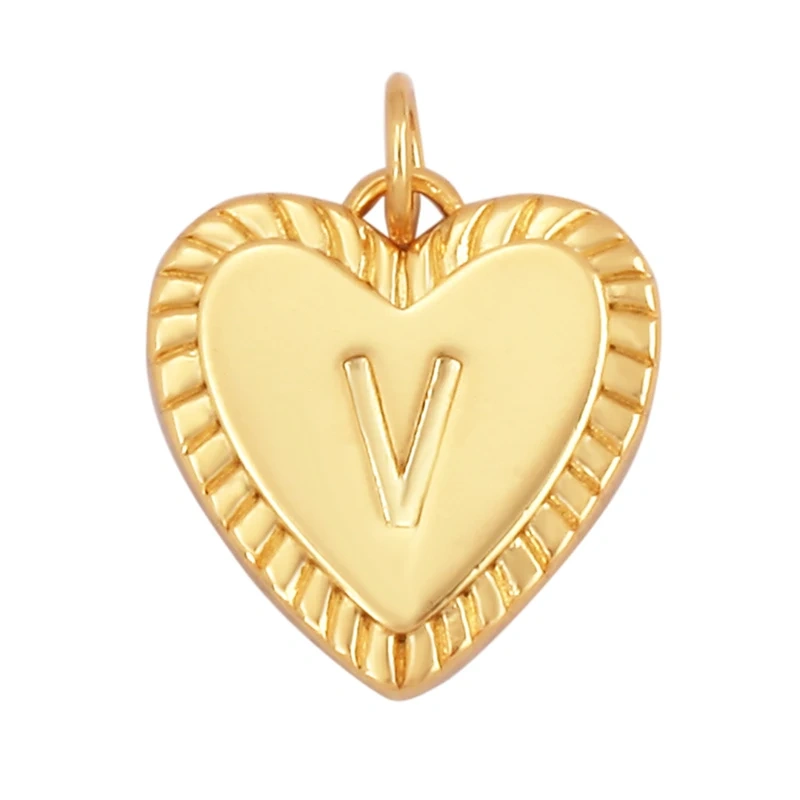 Simple Heart Shape 18K Gold Plated Initial Name A-Z Letter Charm Pendant Necklace,Fashion Jewelry Findings For Women Men L82