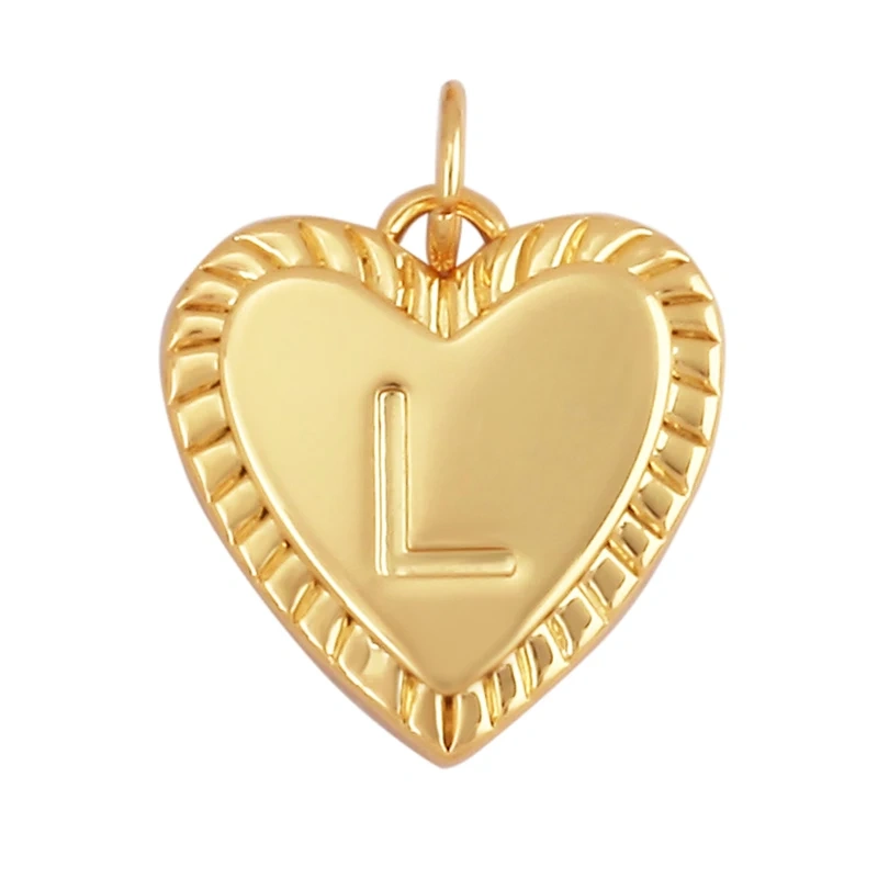 Simple Heart Shape 18K Gold Plated Initial Name A-Z Letter Charm Pendant Necklace,Fashion Jewelry Findings For Women Men L82
