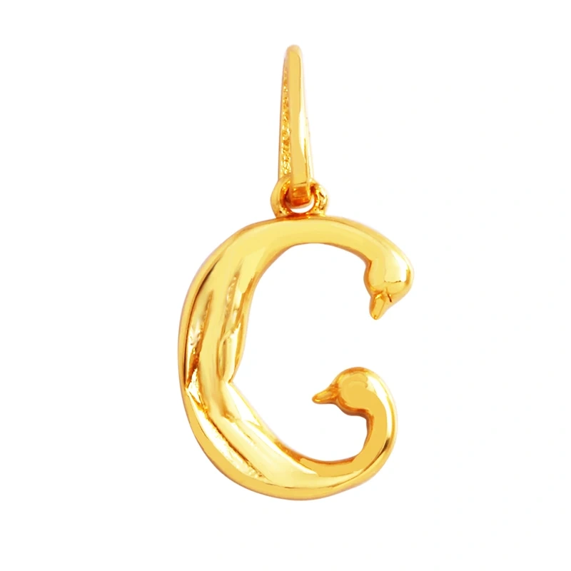 Creativity Elegance Feather Swan Gold Plated Initial Name A-Z Letter Charm Pendant Necklace,Fashion Jewelry Findings Supply M45