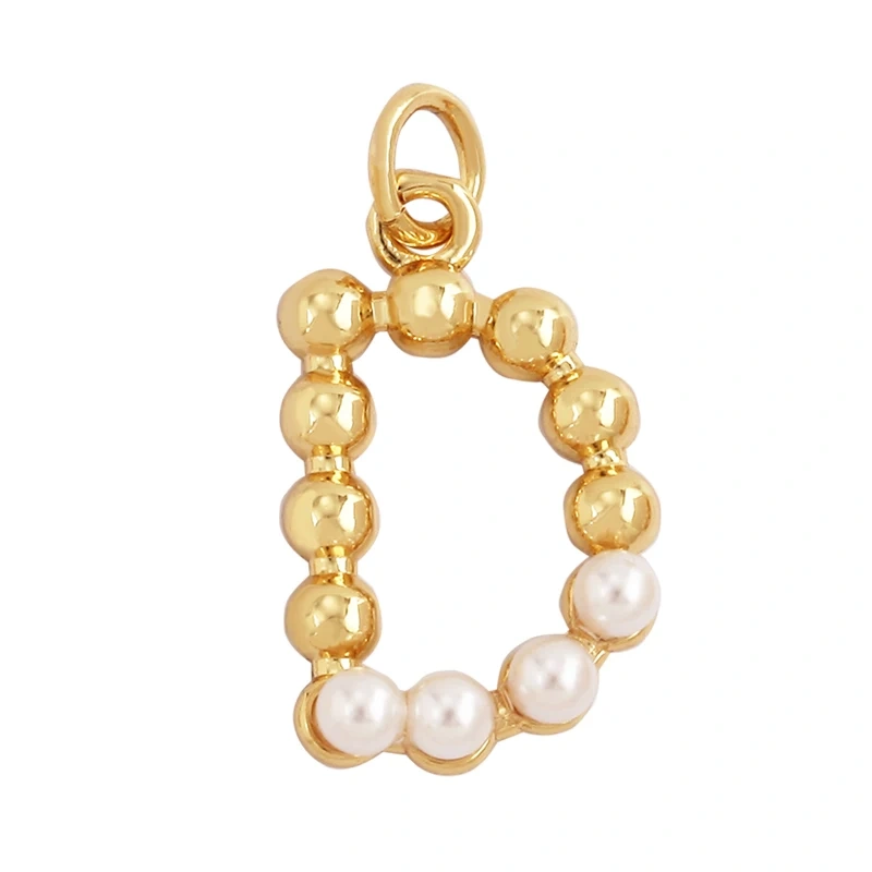 Fashion Simple Imitation Pearl 18K Gold Initial Name Letter Charm Pendant,Without Zircon Necklace Jewelry Findings Supplies L01