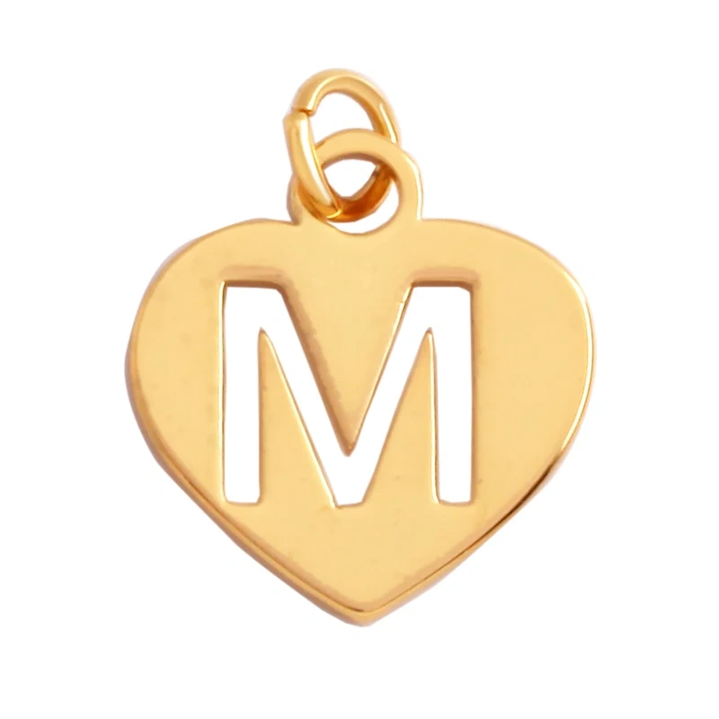 Simpleness Love Heart 18K Gold Plated Brass Initial Name A-Z Letter Charm Pendant Necklace,Fashion Jewelry Findings Supplies M70