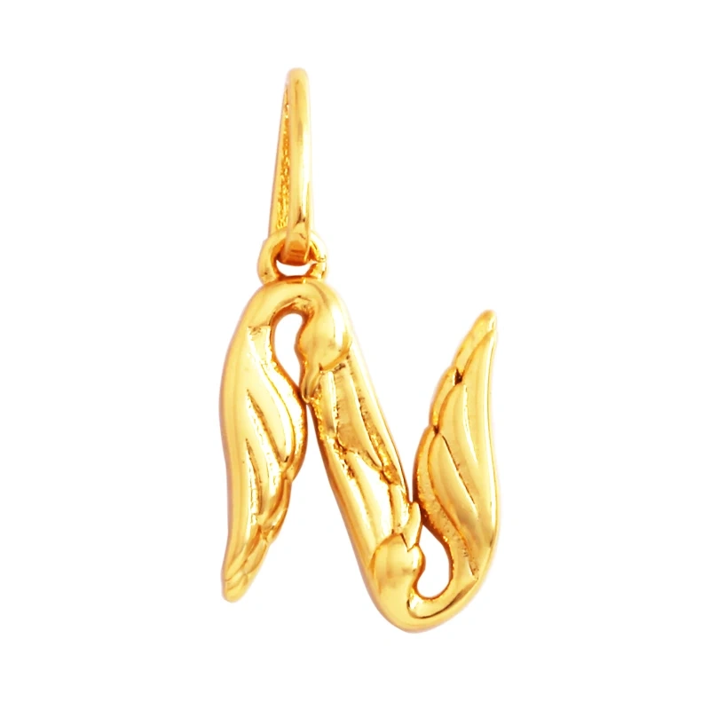 Creativity Elegance Feather Swan Gold Plated Initial Name A-Z Letter Charm Pendant Necklace,Fashion Jewelry Findings Supply M45