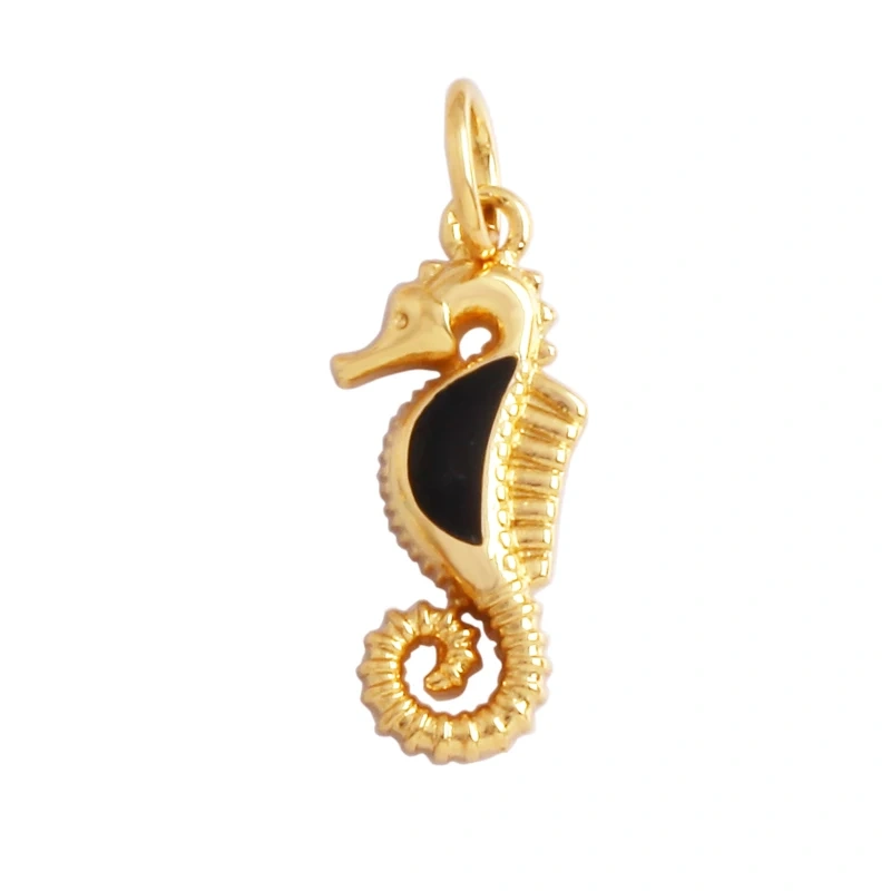 Starfish Blue Ocean Sea Turtle Sea Horse Conch Shell Charm Pendant,Gold Plated Zircon Jewelry Findings Accessories Supplies M62