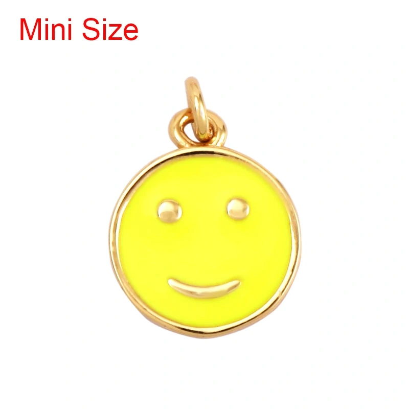 Happy Face Enamel Charm Neon Pink Orange Turquoise Blue Oil Dropped,Real Gold Plated ,Necklace Bracelet Pendant K01