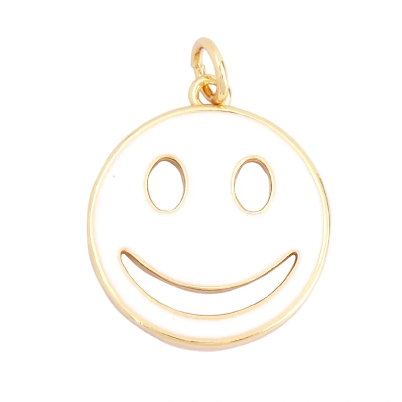 Happy Face Enamel Charm Neon Pink Orange Turquoise Blue Oil Dropped,Real Gold Plated ,Necklace Bracelet Pendant K01 K56