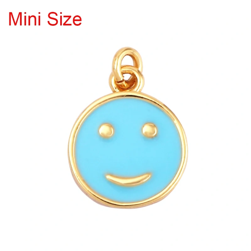 Happy Face Enamel Charm Neon Pink Orange Turquoise Blue Oil Dropped,Real Gold Plated ,Necklace Bracelet Pendant K01 K56