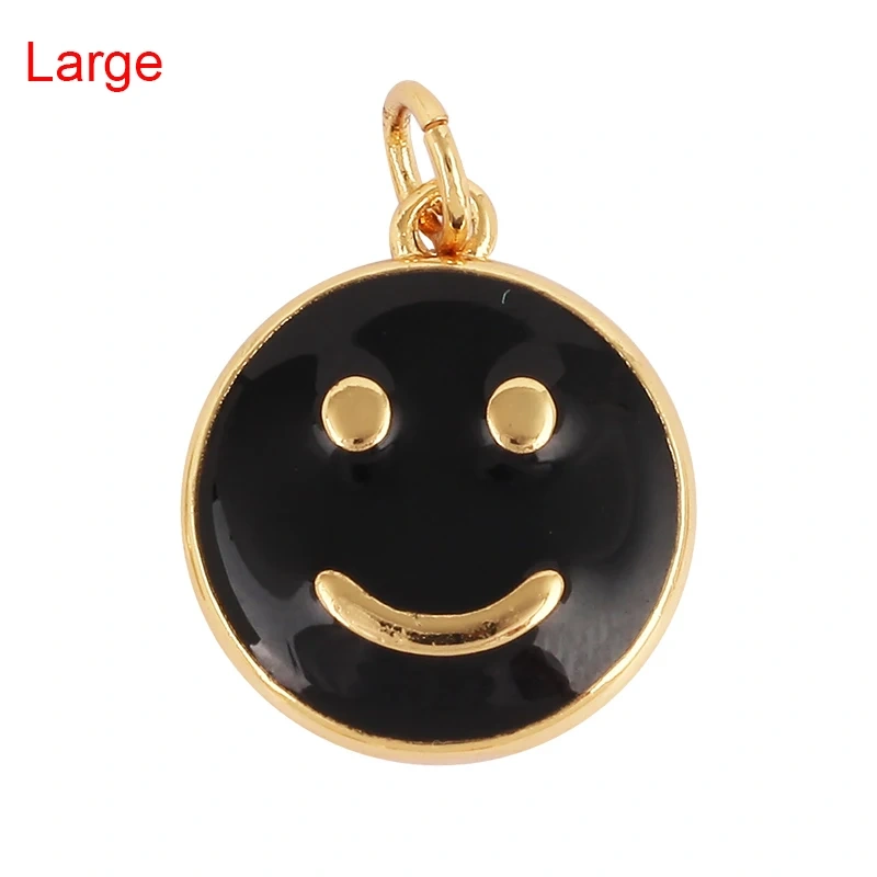 Happy Face Enamel Charm Neon Pink Orange Turquoise Blue Oil Dropped,Real Gold Plated ,Necklace Bracelet Pendant K01
