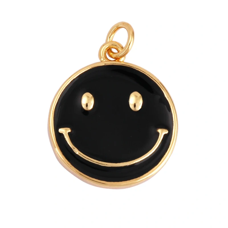 Happy Face Enamel Charm Neon Pink Orange Turquoise Blue Oil Dropped,Real Gold Plated ,Necklace Bracelet Pendant K01 K56