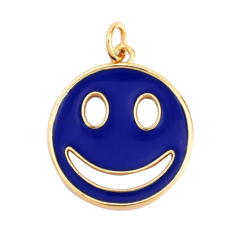 Happy Face Enamel Charm Neon Pink Orange Turquoise Blue Oil Dropped,Real Gold Plated ,Necklace Bracelet Pendant K01