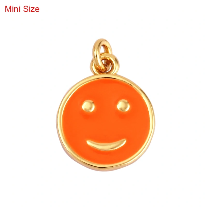 Happy Face Enamel Charm Neon Pink Orange Turquoise Blue Oil Dropped,Real Gold Plated ,Necklace Bracelet Pendant K01