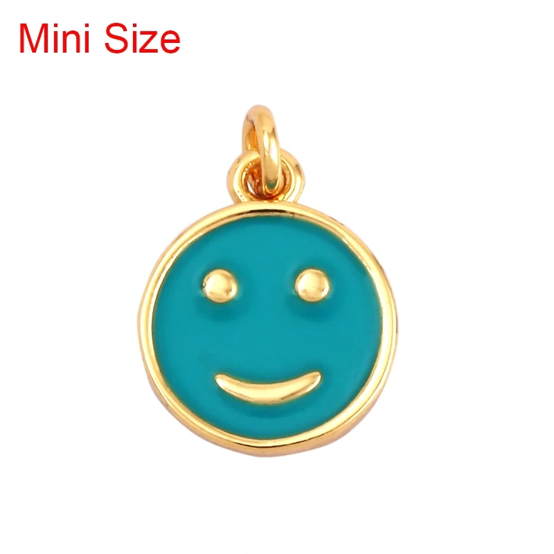 Happy Face Enamel Charm Neon Pink Orange Turquoise Blue Oil Dropped,Real Gold Plated ,Necklace Bracelet Pendant K01