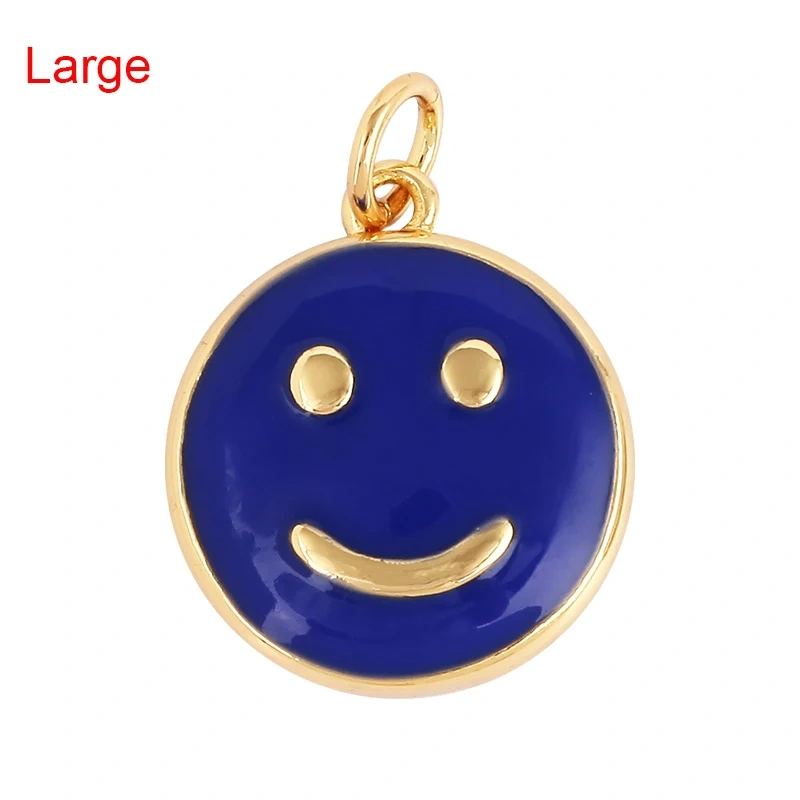 Happy Face Enamel Charm Neon Pink Orange Turquoise Blue Oil Dropped,Real Gold Plated ,Necklace Bracelet Pendant K01