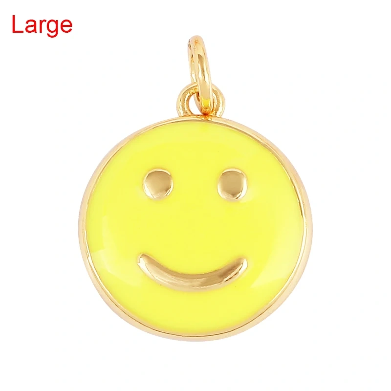 Happy Face Enamel Charm Neon Pink Orange Turquoise Blue Oil Dropped,Real Gold Plated ,Necklace Bracelet Pendant K01