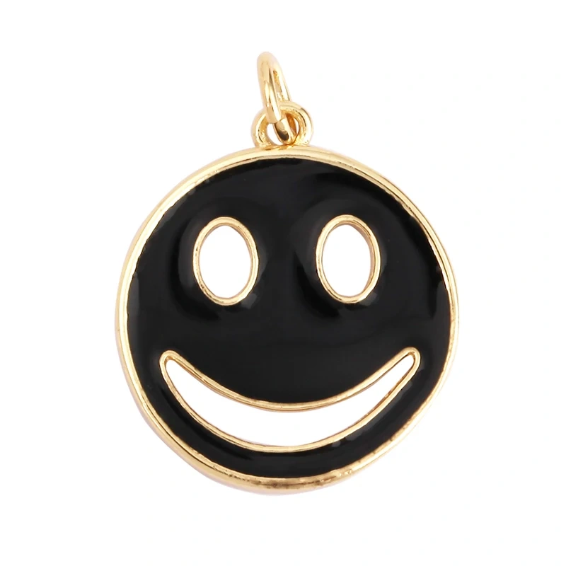 Happy Face Enamel Charm Neon Pink Orange Turquoise Blue Oil Dropped,Real Gold Plated ,Necklace Bracelet Pendant K01 K56