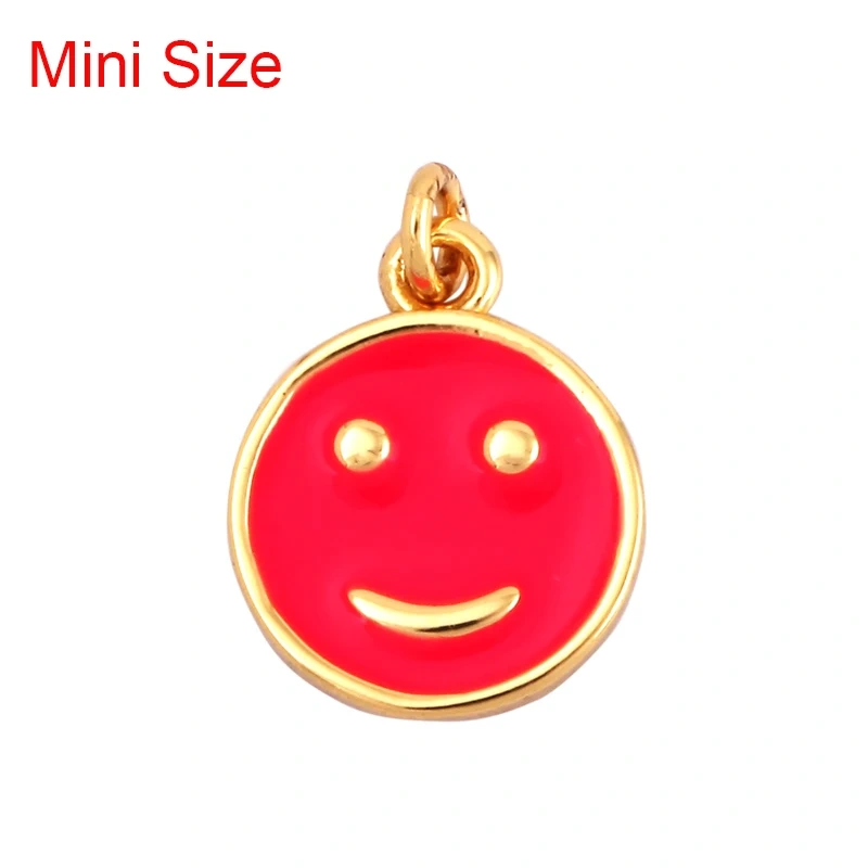 Happy Face Enamel Charm Neon Pink Orange Turquoise Blue Oil Dropped,Real Gold Plated ,Necklace Bracelet Pendant K01
