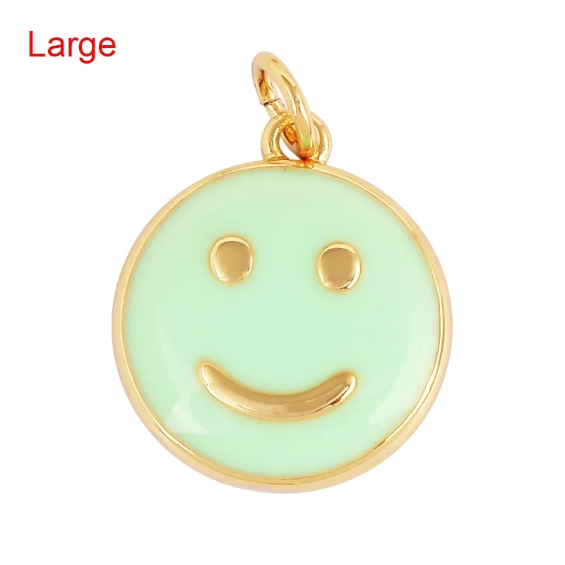 Happy Face Enamel Charm Neon Pink Orange Turquoise Blue Oil Dropped,Real Gold Plated ,Necklace Bracelet Pendant K01