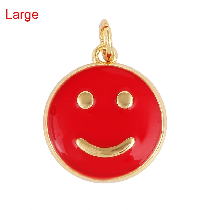 Happy Face Enamel Charm Neon Pink Orange Turquoise Blue Oil Dropped,Real Gold Plated ,Necklace Bracelet Pendant K01