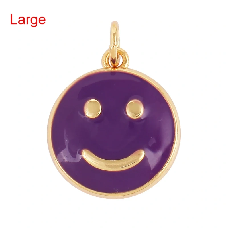 Happy Face Enamel Charm Neon Pink Orange Turquoise Blue Oil Dropped,Real Gold Plated ,Necklace Bracelet Pendant K01