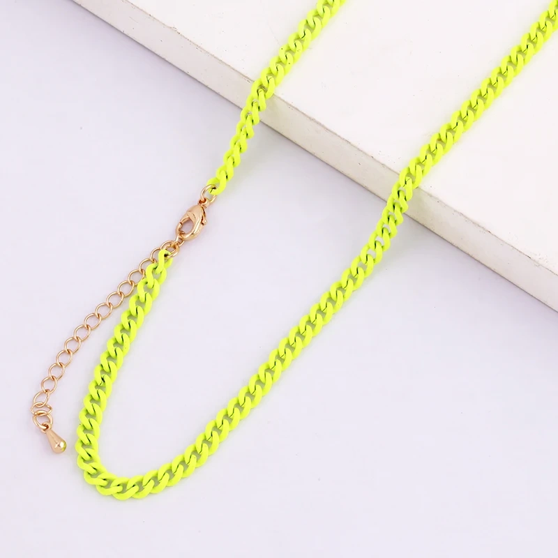5mm 16 Inch Enamel Colourful Chain Necklace,Neon Red/Pink/Yellow/Green/Blue Fashion Jewelry Party Summer Beach Gift For Her